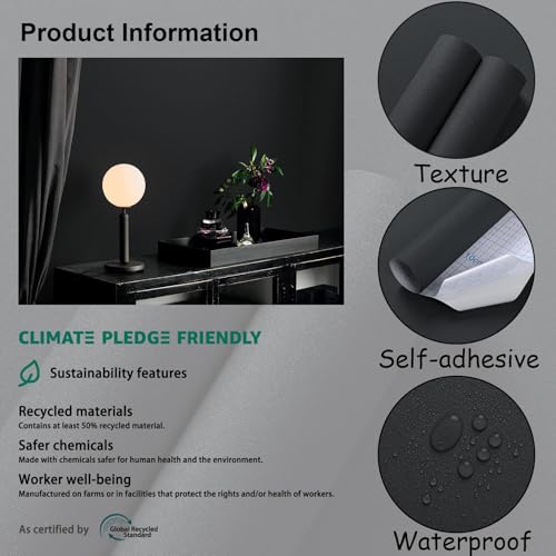 Heroad Peel and Stick Wallpaper Matte Dark Grey Contact Paper for New Environmentally Friendly Materials Thickening Upgrade Increase Stomata Wallpaper for Countertops Bathroom Kitchen 17.7¡± x 118¡±