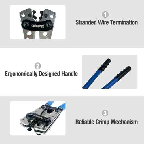 Battery Cable Lug Crimper - Heavy-Duty Wire Crimper for AWG 10-1, Hexagonal Crimping Tool with Aluminum Handle, High-Strength Steel, Wire EDM Cutting, Durable Battery Terminal Crimper for Copper Lugs