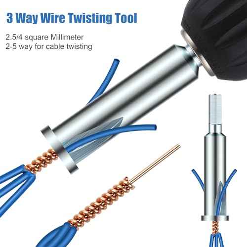 Feekoon Wire Twisting Tool, 3 Way/ 5 Way Wire Stripping Tools and 6mm Hex Shank Cable Twister Tool, Wiring Stripper and Twister, Wiring Twisters Bit for Power Drill, Cable Twisters Connector