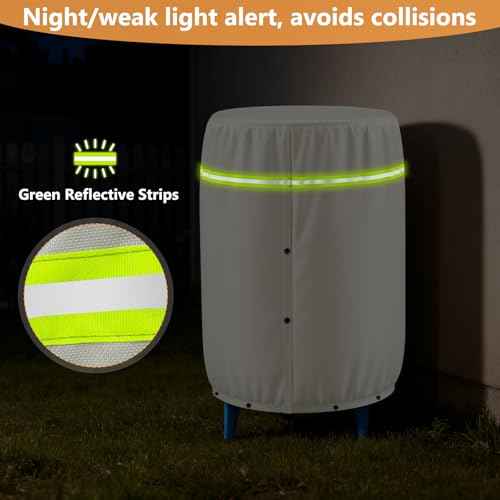 COSHNIBI Round Well Pressure Tank Cover (5¡ÆF),Thickened 3 Layers Water Well Tank Covers Insulated for Winter Freeze Proof,Round Well Pump Cover with Reflective Strips,20"Dia x 34"H