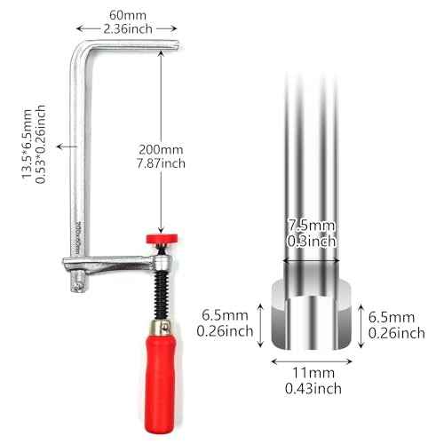 Quick Screw Guide Rail Clamp for MFT Table and Guide Rail System 7-7/8" Capacity x 2-3/8" Throat Depth 570 lbs Clamping Force (2 Pack) Red/Silver