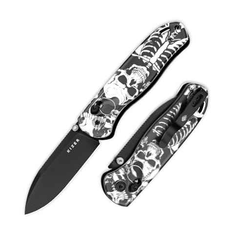 Kizer Drop Bear EDC Pocket Knife, 2.97¡± Nitro-V Blade Acrylic Handle Folding Knife with Thumb Stud Opener, Clutch Lock EDC Knives for Men Women Gift V3619A12