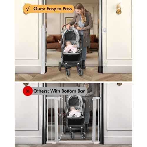 Retractable Baby Gate for Stairs & Doorways, 55" Wide x 33.6" Tall Easy Installation Mesh Dog Gate for Indoor & Outdoor Use,Pet and Dog Safety Gate for Hallways(White)