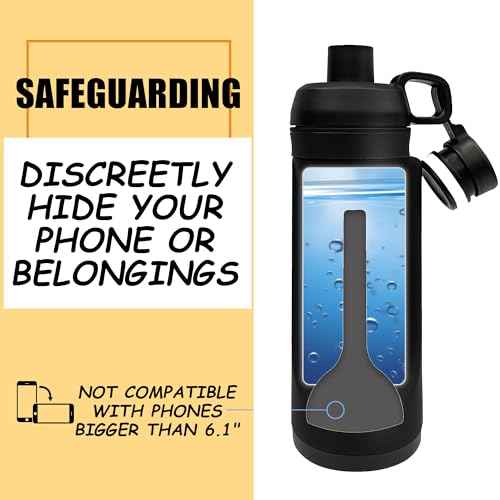 Diversion Safe Water Bottle 13.5oz with Secret Compartment Hidden Compartment for Travel, Beach, Car to Store Valuables Fit with 14-15 Iphone (White)