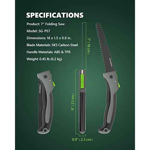 7 Inch Folding Hand Pruning Saw, Heavy Duty Foldable Camping Saw with 7¡± Hardened SK5 High Carbon Steel Blade Garden Folding Saw for Wood Cutting, Tree Trimming, Gardening, and Hunting