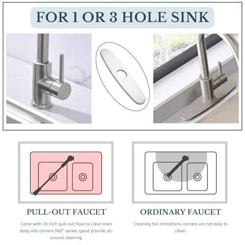 Kitchen Faucet with Pull Down Sprayer SUS304 Stainless Steel High Arc Brushed Nickel Pull Out Kitchen Sink Faucets Utility Laundry Farmhouse Camper Rv Modern for 1 or 3 Hole Sink, KF1-BN