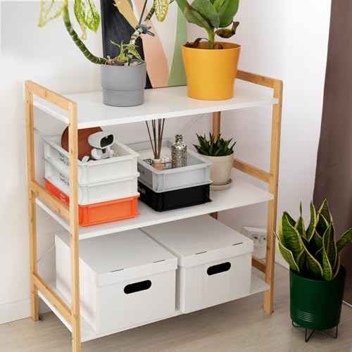 KBDcraft Stackable Storage Bin - Heavy-Duty Plastic Organizer Box and Tray with Straight Walls, small plastic bin totes for storage, 12"x8"x3", 0.5Gal, Green, 3 Pack