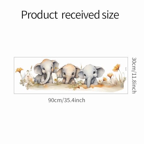 Cozy Baby Elephant Family Wall Stickers, sacinora Cute Cartoon Animal Wall Decals Removable Vinyl Peel and Stick for Kids Boy Girl Nursery Living Room Bedroom Art Decorations