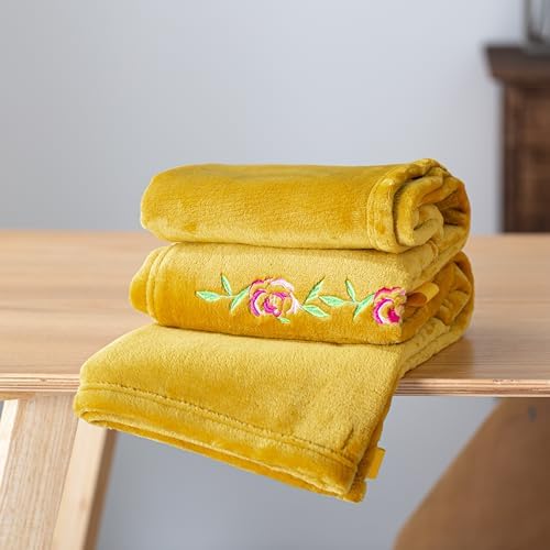 Keyocean Wheelchair Blanket, Soft Lightweight Warm Lap Blacket for Elderly, Honey Gold