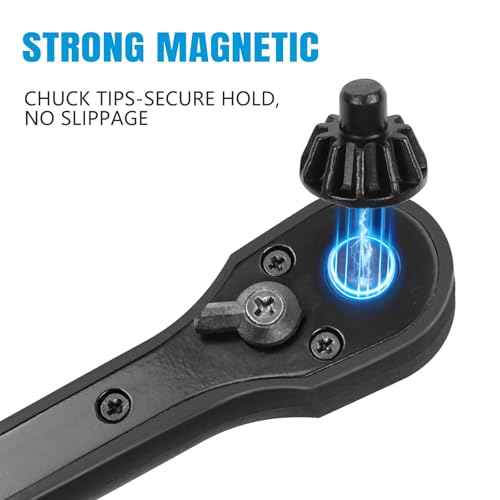 3-in-1 Ratcheting Drill Chuck Key Wrench - Universal Drill Chuck Key Set | Compatible with Electric Drills, Impact Drills & Bench Drills | Quick-Release Chuck Tool for Fast Installation & Removal