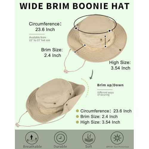 Sun Hats for Men Women Bucket Hat UPF 50+ Boonie Hat Foldable UV Protection Hiking Beach Fishing Summer Safari