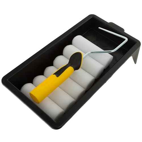 Coral 43401 Easy Coater Paint Mini Roller Kit - Includes 8 pcs (6 Covers) High-Density Foam Cover for Gloss Roller Kit - Ultimate Paint Roller Set for House Painting - Ideal Wall Painting Kit