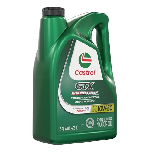 Castrol GTX High Mileage 10W-30 Synthetic Blend Motor Oil, 5 Quarts