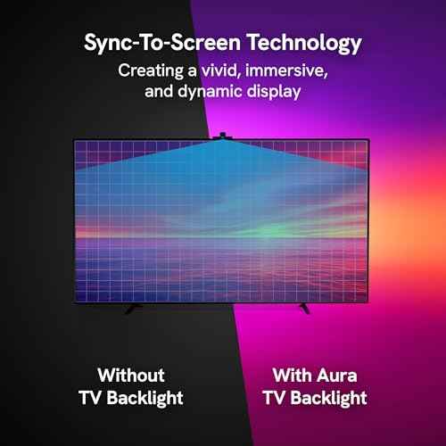 Aura TV Backlight Sync to Screen for 55-65 Inch TV, Camera-Based TV LED Backlight, High Color Sync Accuracy, Voice and App Control, RGB LED Strip Light, Immersive TV Lights