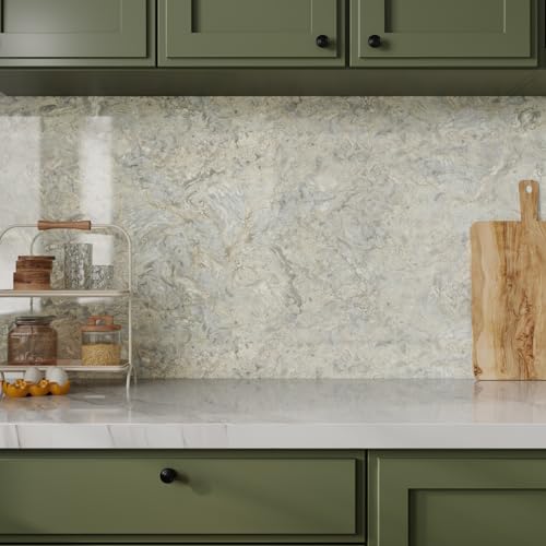 VaryPaper Grey Beige Marble Contact Paper for Countertops Waterproof Kitchen Countertop Peel and Stick Marble Wallpaper Removable Self Adhesive Granite Vinyl Wrap for Desk Cabinets Table 15.7''x78.7''
