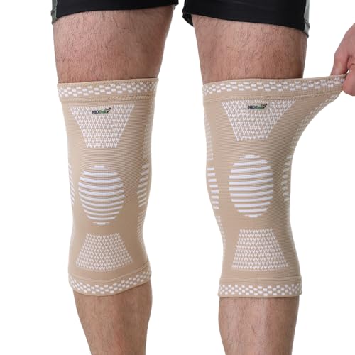 NeoTech Care Knee Support Brace - Breathable - Men, Women, Right or Left (Beige Color, Size L, 1 Pair)