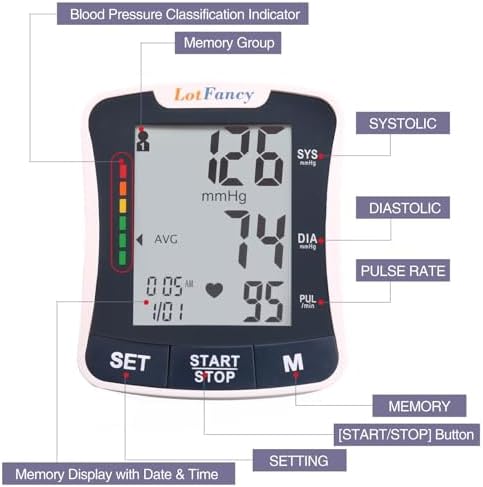 LotFancy Talking Blood Pressure Monitor, Blood Pressure Monitors for Home Use, Blood Pressure Machine with Voice Broadcast, Wrist Blood Pressure Cuff 5.3"-8.5"