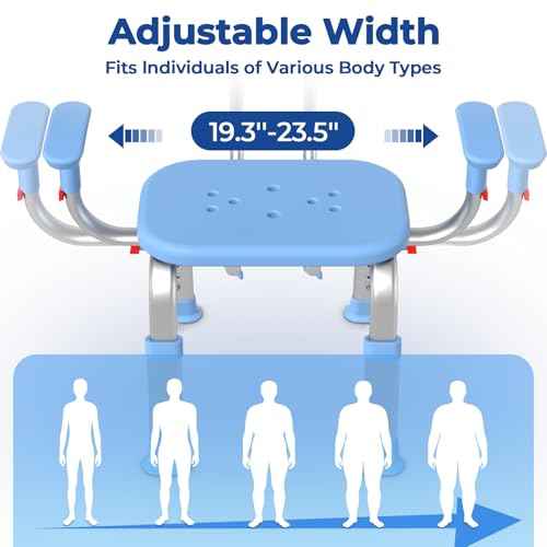 KingPavonini Shower Chair for Inside Shower with Arms and Back, Height & Width Adjustable Heavy Duty Shower Seat for Inside Tub(550 lb), Shower Chair for Elderly and Disabled