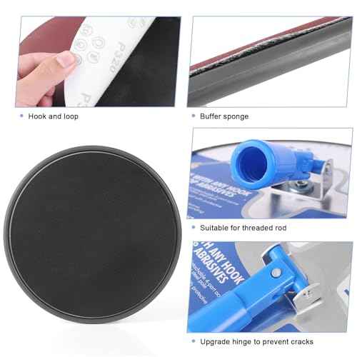 Drywall Pole Sander, 85 Inch Radial Round Pole Sander with Extension Pole, Manual Hand Drywall Sander for Walls and Ceilings, Includes 5pcs Sanding Sheets (80, 100, 120, 180, 240 Grit)