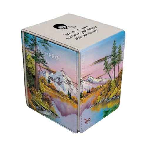 Ultra Pro - Bob Ross Mighty Mountain Lake Alcove Flip, TCG Art Storage Box, Premium Deck Protector, Luxury Magnetic Deck Organizer, Bob Ross Trading Card Case Dual-Notch Easy Access Design