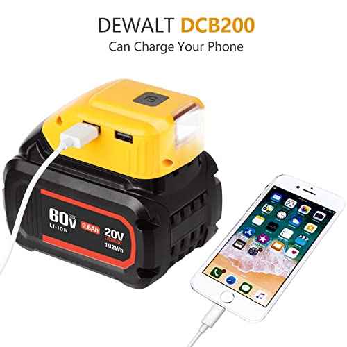 DSANKE USB Adapter Charger for Dewalt 20V Battery, Dual USB Charger & 12V DC Port & LED Work Light - Compatible with Dewalt 20V Batteries