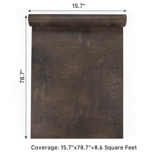 VaryPaper 15.7" x 78.7" Industrial Brown Concrete Wallpaper Peel and Stick Textured Concrete Contact Paper for Countertops Waterproof Self Adhesive Lime Wash Cement Wall Paper for Bedroom Bathroom