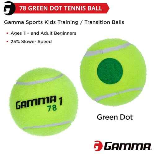 GAMMA Orange 60 and Green 78 Dot Training Tennis Balls for Kids & Beginners, Low-Compression Core Reduces Speed & Bounce, Great for Tennis Practice, USTA and ITF Approved for 10 & Under Tournament