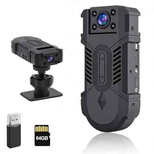 WOTCHA Mini Body Camera 1080P, Body Cam with Motion Detection, Pocket Camera with Auto Night Vision, 64G Wearable Camcorder for Security, Pets, Outdoor Sports, Travel