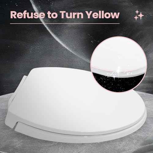 SS114 Elongated Toilet Seat Compatible with TOTO SS113/SS154/SS224/SS204, Soft Close Elongated Toilet Seat, Traditional Toilet Seat Replacement with Toilet Bolts and Nut - Cotton White