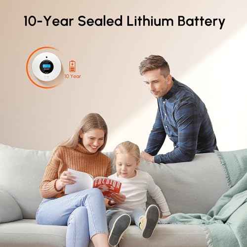 Smoke Detector Carbon Monoxide Detector Combo 10 Year Battery, KARUOTOP Smoke Alarm CO Detector with Large Display, Adhesive or Screw Installation