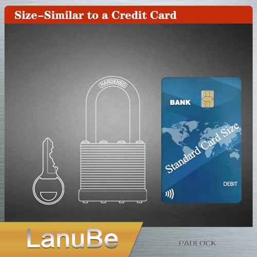 LanuBe Lock Laminated keyed Padlock (1-9/16", 40mm), keyed Alike Locks, Long Shackle,Marked Yellow Plastic Hoop, Pack of 6