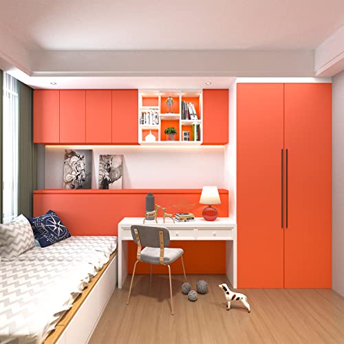 Bright Orange Wallpaper 88" X 16" Orange Contact Paper Peel and Stick Wallpaper Self-Adhesive Wall Paper Renter Friendly Wall Sticker Decoration for Girls Bedroom Bathroom Kids Room Walls