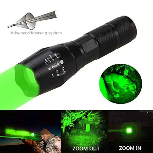 WINDFIRE Green Predator Light 300 Yards Tactical LED Flashlight Zoomable, Coyote Hog Fox Varmint Hunting Flashlights Kits with Pressure Switch, Scope Mount
