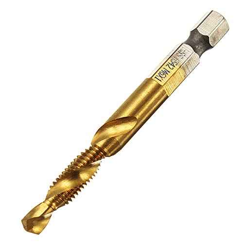 6Pcs Titanium Combination Drill and Tap Bit Set, Metric Drill Tap Bits Screw Tapping Bit Tool 1/4" Hex Shank 3 Functions in 1
