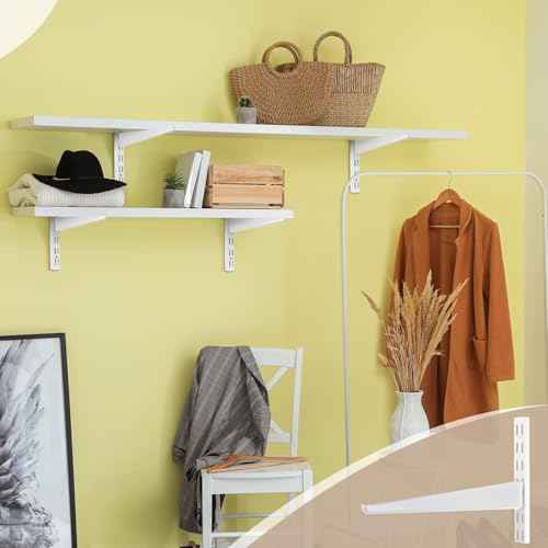 20 Pcs Adjustable Shelf Brackets for Double Track System Closet Organization Heavy Duty Wire Shelf Brackets(White,11.5 Inch)