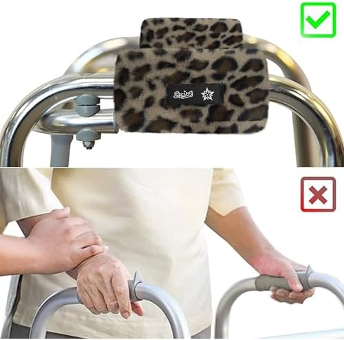 SPRING SEAON Walker Hand Pads Fluffy Walker Handle Cushions Non-Slip Universal Walker Grips Padded Hand Covers Soft Pads for Walkers for Seniors Walker Pads for Handles Folding Rolling Wheelchair, Rollator Handle, Elderly Grippers 2 Pack