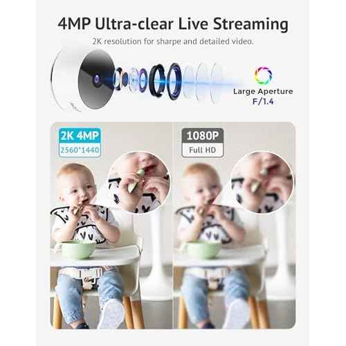 LaView 4MP 2K Cameras for Home Security Indoor, 5G& 2.4GHz Home Security Camera for Baby/Elder/Pet/Nanny,US Cloud Service,Compatible with Alexa iOS & Android