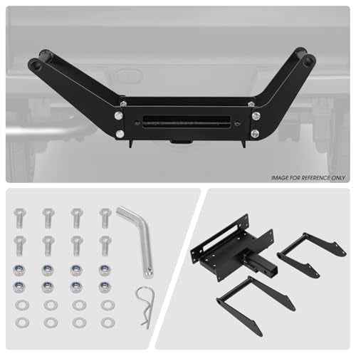 DNA MOTORING Cradle Winch Mount Mounting Plate Foldable for 2" Class IV Hitch Receivers, Up to 12,000Lbs Capacity, Powder Coated Steel, Tow-Mount