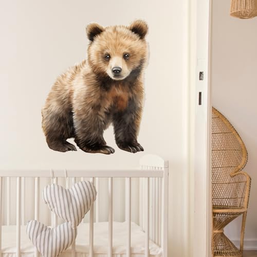 Lifelike Bear Wall Stickers for Nursery Little Bear Animal Wall Decal Stickers Peel and Stick Wall Art Home Decor Wall Stickers for Living Room Bedroom Bathroom Classroom Library