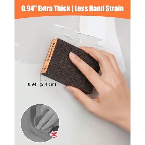 10 Pack Sanding Sponge, Washable and Reusable Sanding Block, 60 80 120 180 220 Grit Wet Dry Sandpaper Block for Wood, Drywall Sanding Block for Wood Furniture Crafts Metal Polishing Sand Paper Block