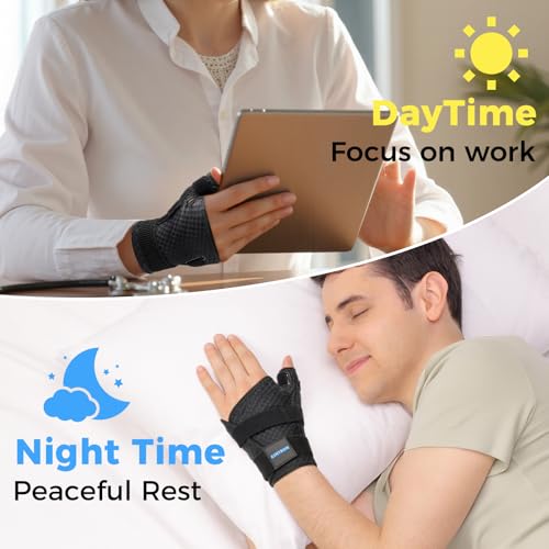 Wrist and Thumb Brace Finger Splint Left/Right Hand, Lightweight Hand Brace for Arthritis Carpal Tunnel with Thumb Support, Thumb Spica Splint for De Quervains Tenosynovitis, CMC Joint