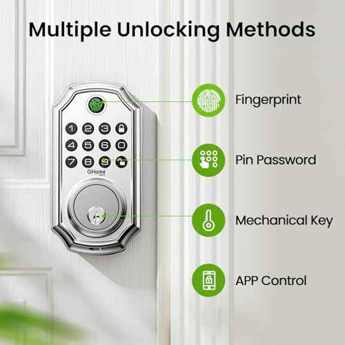 GHome Smart Door Lock KD30, Fingerprint Smart Deadbolt for Front Door, 5 in 1 Keyless Entry Door Lock, App Control, Auto Lock, 0.3s Unlock, Easy Install, for Home/Apartment/Office