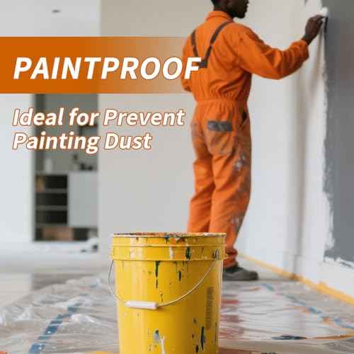 Plastic Drop Cloth,12 x 9 Ft Plastic Sheeting for Painting,Thick Dust-Proof Tear-Resistant Painters Plastic Dust Tarp for Furniture Car(2 Pack)