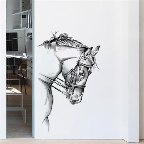 Black and White Stallion Wall Stickers Safari Animals Wall Decals Living Room Wall Decor Peel and Stick Removable Wall Murals Wild Jungle Animals Wall Art Decor