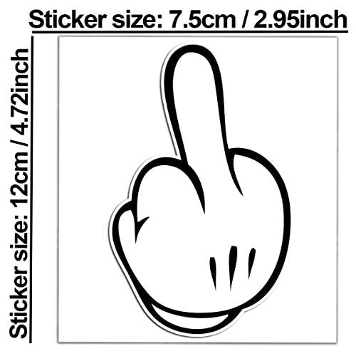 2 x PVC Laminated Sticker Middle Finger B 128