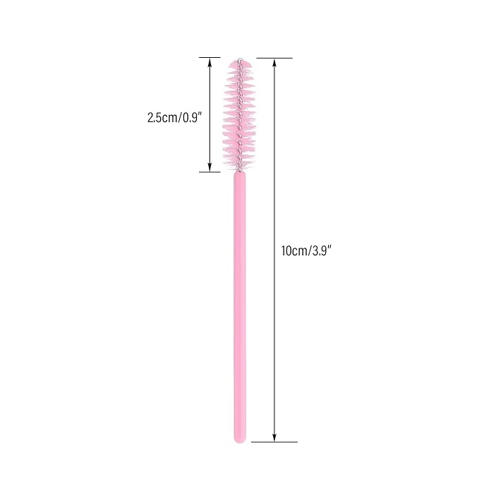 G2PLUS 100PCS Disposable Eyelash Brushes, Adjustable Mascara Wands Makeup Applicator, Lash Spoolies Brushes for Eyelash Extensions and Eyebrows (Baby Pink)