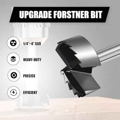 1-1/2 Inch Forstner Drill Bit for Woodworking, 1-1/2" Forstner Bit Wood Drill Bits for Holes, Hinge Cutter for Hard Wood, Plastic, Plywood HEX Shank