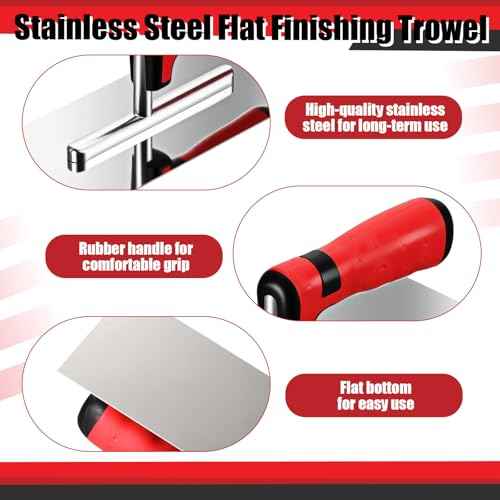 Lasnten Drywall Finishing Tools Kit 11 Inch Stainless Steel Hand Plastering Trowel Flat Concrete Masonry Mud Hawk with Ergonomics Handle 13 Inch Aluminum Mortar Board Holder Construction Set