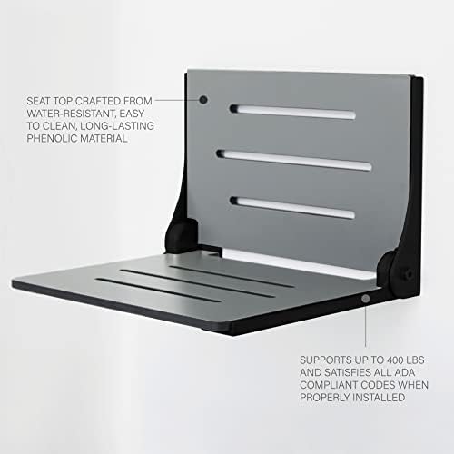 Seachrome SHAF-185155-PGS-S-MB Shower, Grey Seat with Matte Black Frame
