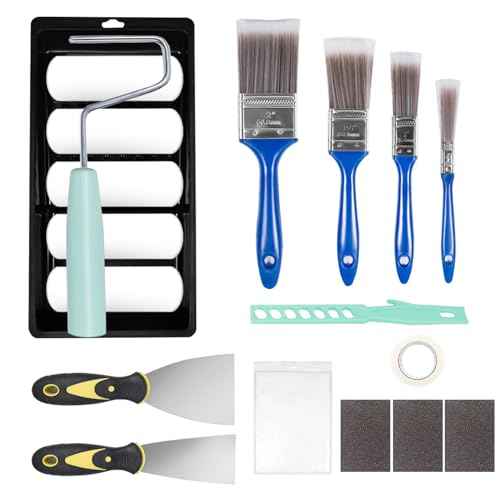 19 Piece Paint Roller Kit, 4 Inch Foam Small Paint Roller Paint Brushes Paint Trays Set, Wall Paint Supplies Kit Mini Rollers for Painting, Professional Paint Roller Brush Tray Set for House Painting